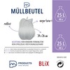 Müllbeutel 25L Weiß - 40x BLiX, Robuste Kunststoff Mülltüten, 54x56