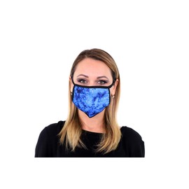 3 Pk Premium Blue Tie Dye Print Reusable Face Mask Unisex Breathable Washable 2 Layer Ice Silk and Cotton Fabric