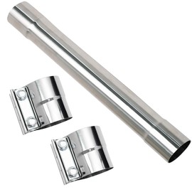 3 Inch Exhaust Pipe T304 Stainless Steel Exhaust Straight Tubing,Tailpipe 3"ID Length17.3",3"Exhaust Clamp 2ps, Butt Joint Band Sleeve Coupler,Universal Connector Adapter Tubo