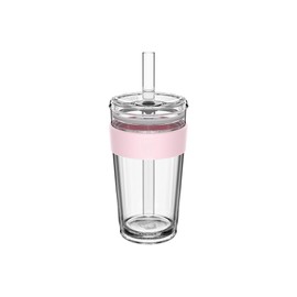 KeepCup Cold Cup - Longplay Double wall Glass Ice Coffee Tumbler with Lid and Straw - 16oz (454ml) - Pashmak