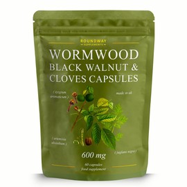 Wormwood Black Walnut & Cloves | Cleanse for Humans | High Strength 600mg. 2 Months Supply | 60 Capsules | Intestinal Detox. Vegan Supplement and UK Made.