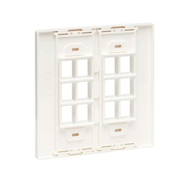 Tripp Lite 12-Port Universal Keystone Double-Gang Wall Plate, 2-Gang Faceplate, Adaptable, TAA, White (N080-212)
