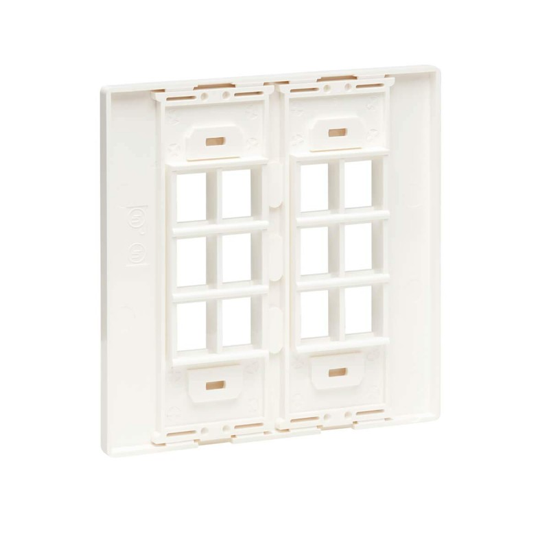 Tripp Lite 12-Port Universal Keystone Double-Gang Wall Plate, 2-Gang Faceplate,