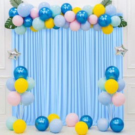 10ft×10ft Wrinkle Free Baby Blue Backdrop Curtains for Parties, Thick Fabric Photo Backdrop Drapes for Wedding Birthday Baby Shower Gender Reveal Photography Home Decor