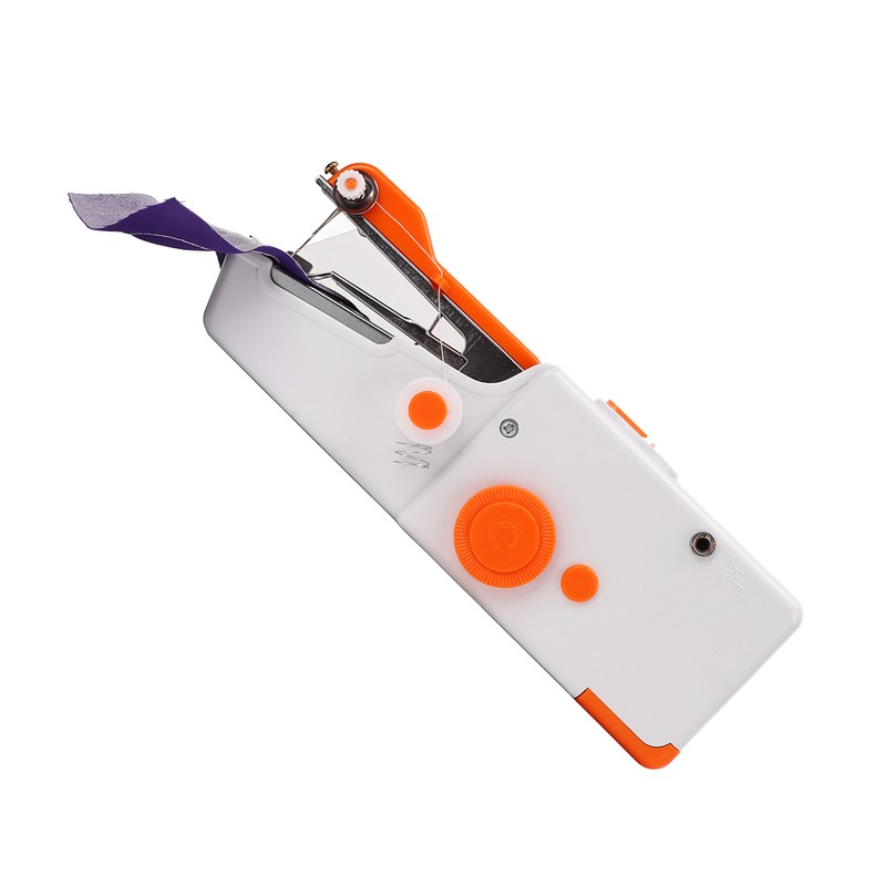 Handheld Sewing Machine Orange Portable Mini DIY Ergonomic Handle Electric