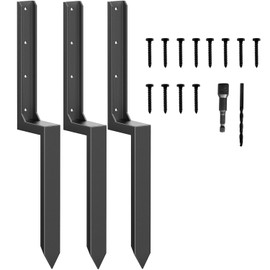 33.62" Heavy Duty Fence Post Repair Kit – One-Piece 11-Gauge Steel Anchor Ground Spike for 4x4 & 6x6 Wooden Fence Posts, Mailbox Post, Gate, Garden & Farm Reinforcement (3, Black)