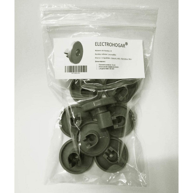 ELECTROHOGAR Dishwasher Basket Wheels (Pack of 8) - Universal Set