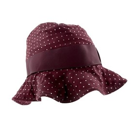 Dolce & Gabbana 100% Silk Burgundy Polka Dot Floppy Hat with Ribbon Band-56 for Womens