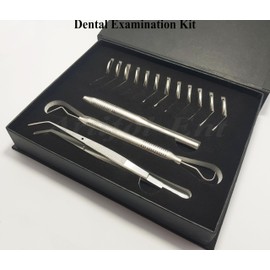 Dental Examination Kit for Dentists & Dental Students,Diagnostic Set Dental Mirrors, Mirror Handle, Explorer William Probe, Dressing Tweezers/Cotton Plier, Basic Dental Exam Kit Beautiful Storage Case