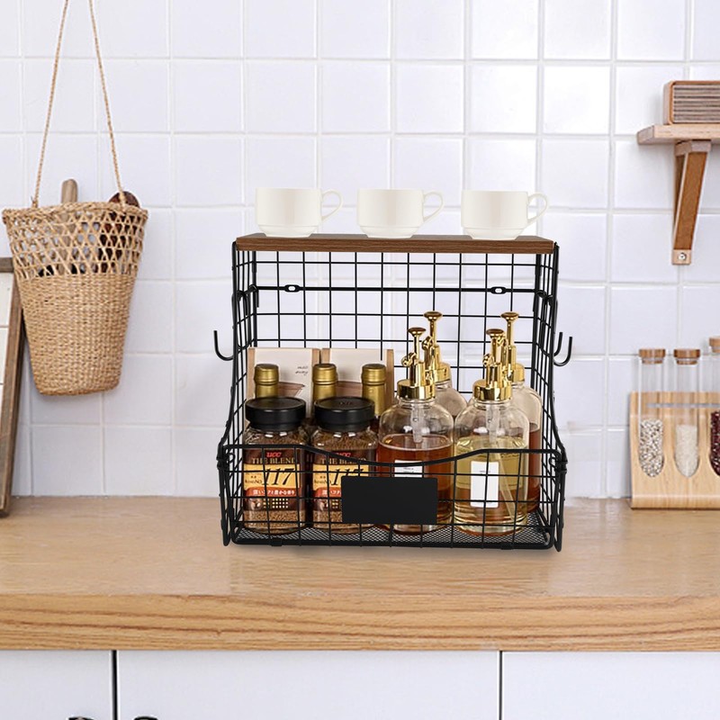 Yomjarl Coffee Bar Organizer Station,Coffee Pod Accessories Holder,Stackable Kitchen Storage