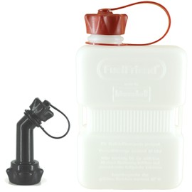 FuelFriend® -Plus Clear 1.0 Litre Small Petrol Can Mini Reserve Canister + Lockable Outlet Pipe