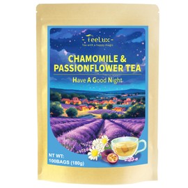 TeeLux Chamomile Passionflower Tea Bags, Smooth & Soothing Taste, 100 Count