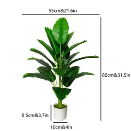 AIVORIUY künstliche Pflanzen im Topf Groß Kunstpflanze Plastik Palme wie Echt mit Kunststoff Blumentopf Fake Plant Dekor für Wohnzimmer Balkon Schlafzimmer Büro Innen (80cm Grüne Banane)
