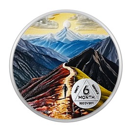 Recovery Sunlight AA Coins - Peacful NA AA Chips and Medallions- Inspirational AA Chip Medallion with Coin Capsule- Narcotics Alcoholics Anonymous Gifts for Men Women-6 Month
