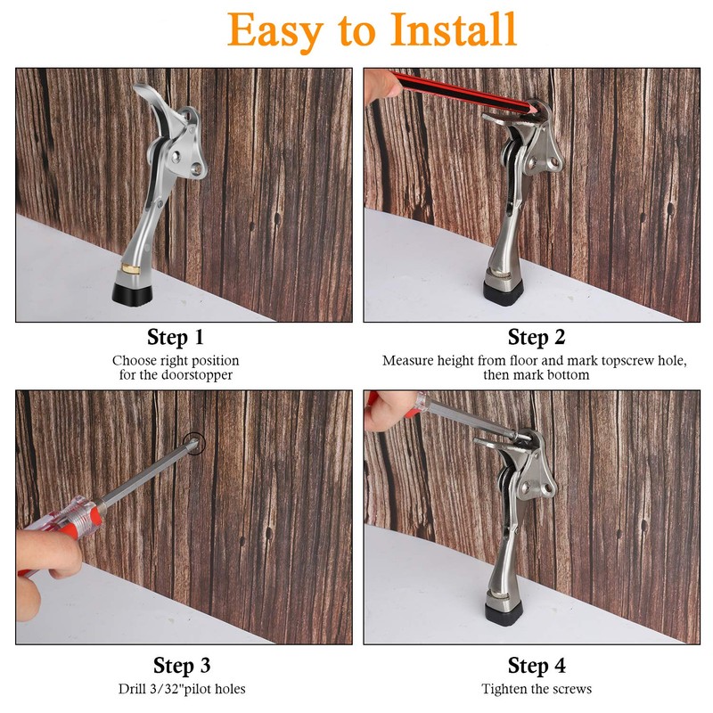 Gotega Door Stopper, 4 Packs Kickdown Door Stop with One