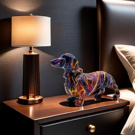 Art Dachshund Dog Statue Figurine Sculpture Resin Collectible Gifts for Dachshund Dog Lover Office Home Decor Desk Accessories Decoration Garden Figurines Outdoor Decor Colorful (Color D)