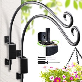Swivel Bird Feeder Hanger for Outside - 2Packs 16-Inch Swivel Plant Hooks for Outdoor, 60lbs Weight Capacity - Weather-Resistant Wall Hook for Wind Chimes, Flower Basket, Birdhouse