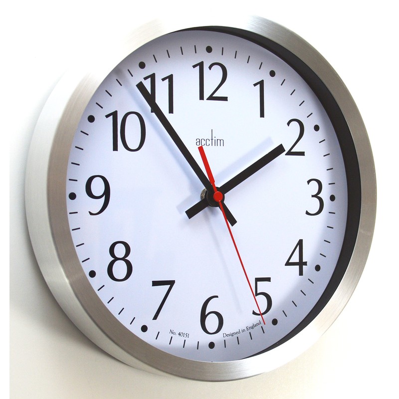 Acctim Aluminum Java Wall Clock 250mm, Silver, 17.5 x 10.3