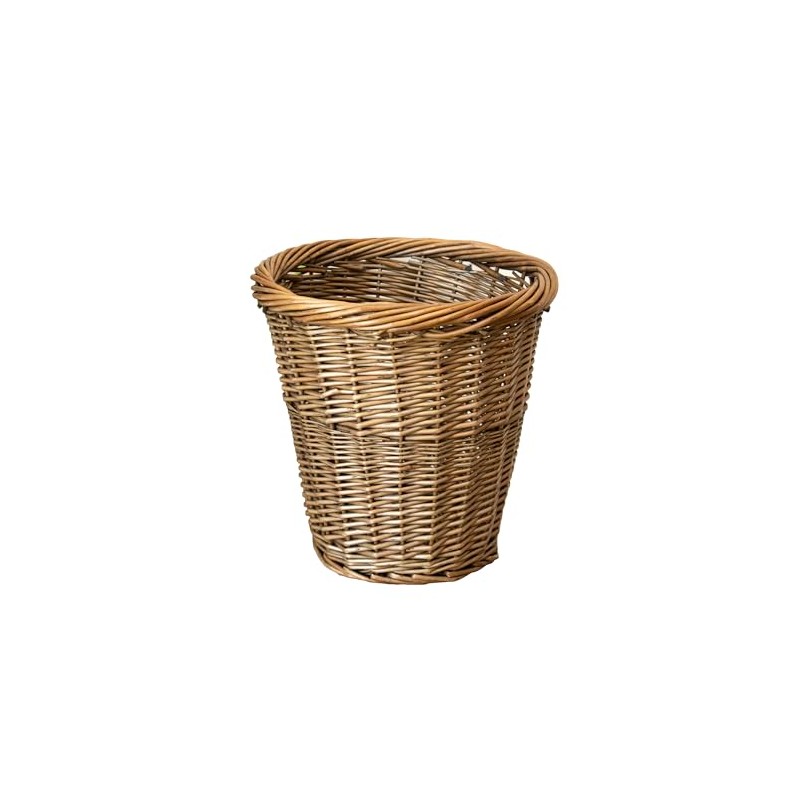 Darthome Antique Wash Round Paper Bin 28x28cm Willow Wicker Brown