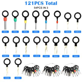 121 Piece Terminal Removal Tool Set for Car, Car Cable Plug Removal Tool Pin Extractor Repair Remover Key Tools with Protective Case for Most Connectors Terminals