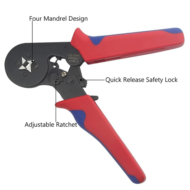 WMYCONGCONG Crimping Pliers 0.25-6.0mm2 Self-Adjustable Ratchet Crimping Tool with 1800pcs