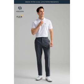HISDERN Iron Grey 30Wx30L Men's Golf Pant for Work Business and Casual Daily Wear Stretchs Elastic Waistband Quick Dry Lightweight No Iron Comfortable Stretch Dress Slacks with Pocket