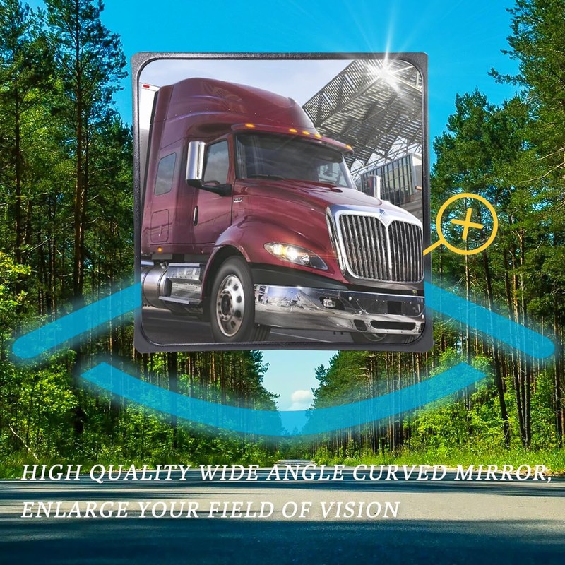 Black Square Convex Hood Mirror Head for 2008-2018 International Prostar