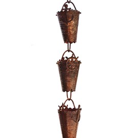 Nautical Cups Copper Rain Chain with Installation Kit - 8 Foot