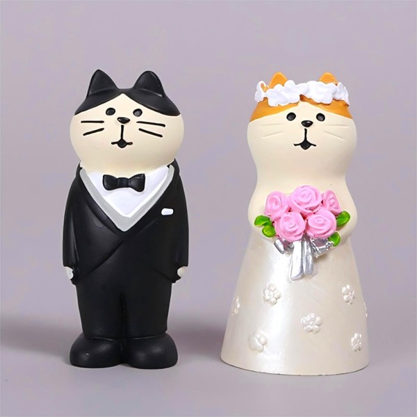 Dylayos Wedding Cat Figurines Set - Bride and Groom Kitty,