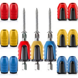 15 Pcs Magnetic Screw Holder Rings, 1/4 Inch/ 6.35 mm Screwdriver Driver Bits Magnetizer for Electric Drill and Hand Tools (Red,Yellow,Blue)