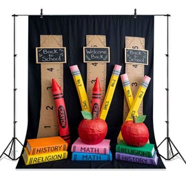 TOAOFY 5x7Ft Welcome Back to School Backdrop Chalkboard Ruler Photography