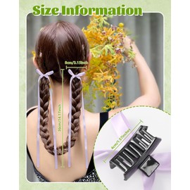 14 PCS Ribbon Bow Clips for Women Girls Tassel Ribbon Bowknot Hair Clips with Long Tail Hair Bows Clips (Blue*2/Black*2/Red*2/Pink*2/Purple*2/Yellow*2/Beige*2)