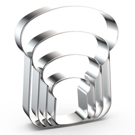 Slice of Bread Cookie Cutter Set - 5", 4", 3", 2" - 4 Piece Toast Food Cookie Cutters Shapes - Stainless Steel