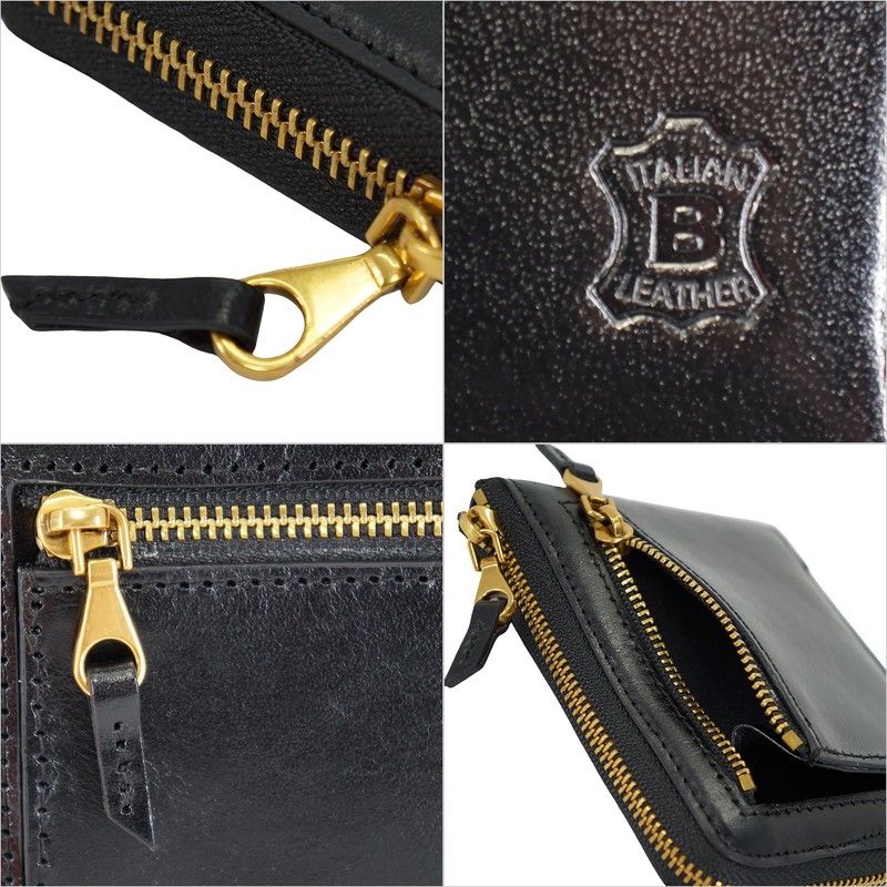 BlissLeather Wallet, Round Zipper, Genuine Leather, Vegetable Tanned, Braun