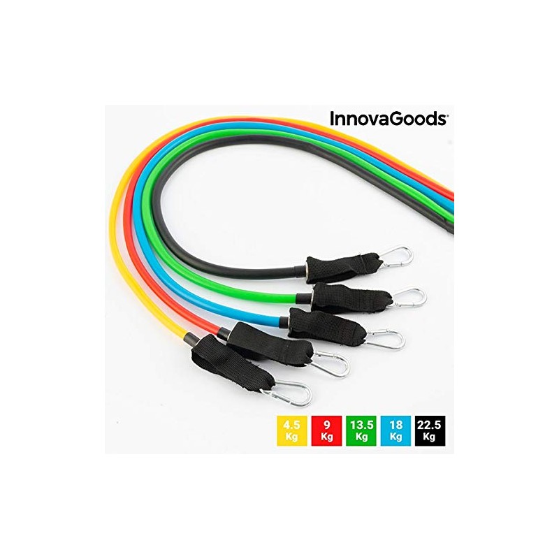 Set of Adjustable Stretch Bands with Accessories and Exercise Guide