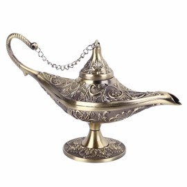 Aladdin Magic Genie Lamps, Vintage Magical Legend Aladdin's Genie Lamp Wishing Lamp Arabian Costume Props Table Decor for Home Wedding Party(Bronze)