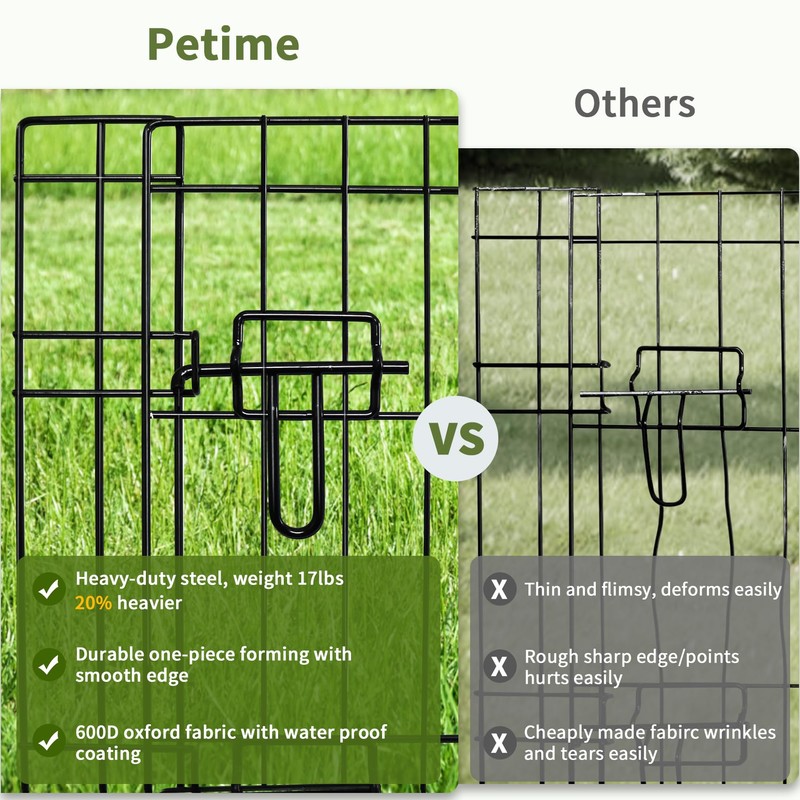 PETIME Foldable Metal Dog Exercise Pen/Pet Puppy Playpen Kennels Yard