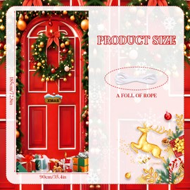 Christmas Door Cover Decoration, Merry Christmas Red Door Cover Backdrop Xmas Party Door Cover Banner Photography Background Holiday Door Hanging Cover for Home Wall Indoor Outdoor Party New Year