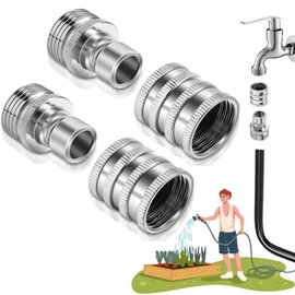 2026 New Stainless Steel Garden Hose Quick Connect Fittings Set, 3/4 Inch GHT Water Hose Quick Connect Fittings, Heavy Duty Quick Release Connector For Hoses And Sprayers (2*Pcs)