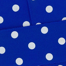 1.5" Grosgrain Ribbon White Dots 352 Royal Blue 25yd