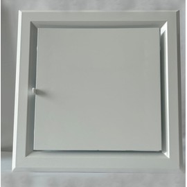 HVAC Premium 14" x 14" [Duct Opening] Flat Plaque Aluminum Ceiling Supply Diffuser Duct Cover with Lever-Operated Damper for Air Flow Control [Outer Dimensions: 17" x 17"]