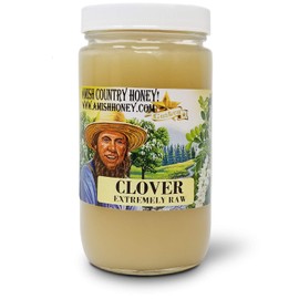 Goshen Amish Country Extremely Raw Clover Honey - Unfiltered, Unprocessed, Pure & Natural - Harvested in the USA - Rich Flavor for Tea, Cooking, Wellbeing - Kosher Certified - 16oz Glass Jar