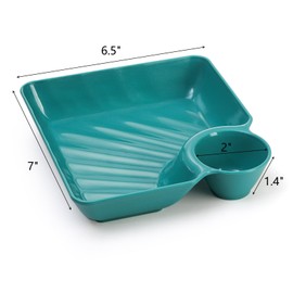 Lawei 12pcs Chip Dip Serving Platter Set, Plastic Dumpling Plates with Sauce Compartment, Square Serving Dish Sushi Plates, Small Dip Tray for Appetizer, Taco Salsa, Fruit, Charcuterie