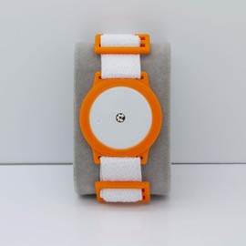 Freestyle Libre 1/2 Sensor Armband Holder - Super Soft Elastic Fabric - White/Orange