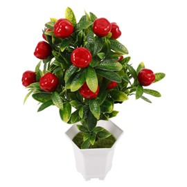 HOLIDYOYO Artificial Apples Tree Potted Plant Artificial Red Apples Tree in Pot Simulation Fake Fruit Bonsai for Home Table Desk Office Bathroom Decor
