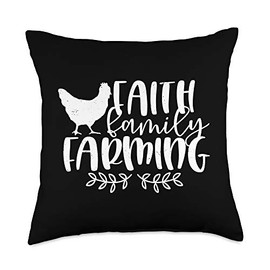 Country Farm Designs Faith Family Country Farm Chicken Design Throw Pillow, 18x18, Multicolor