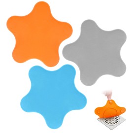 Kucucyle - Cubierta de drenaje de silicona para baño con 5 ventosas fuertes, tapón de baño grande de 6 pulgadas, tapón de tina para cocina, baño, paquete de 3 (azul + naranja + gris)