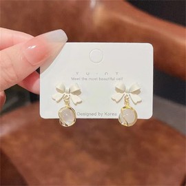 Bow Earrings for Women Pearl Bow Earrings Crystal Bowknot Dangle Earrings Bow Tassel Earrings Ribbon Statement Earrings Jewelry Gifts for Girls