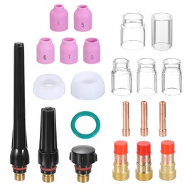 sourcing map 31pcs Tig Torch Kit for WP-17, WP-18, WP-26 with TIG Welding Torch Tungsten Electrode Holder Connector Ceramic Nozzle for Welding Related Equipment