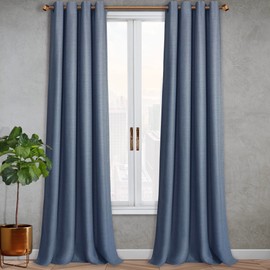 SUN+BLK Kinsley Lined Textured Total Blackout Grommet Light Blocking Noise Reducing Single Curtain Panel, Navy, 52x96
